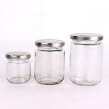 10oz Circle glass sauce jam food storage jar with silver metal cap